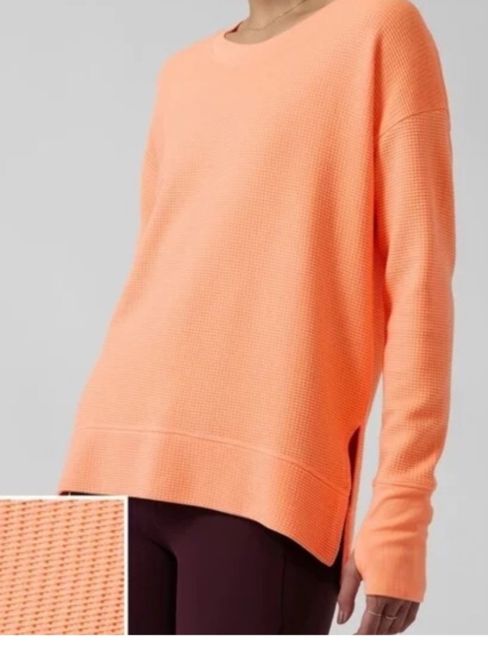 Athleta Coaster Luxe Waffle Sweatshirt —LIGHT PEACH Size L